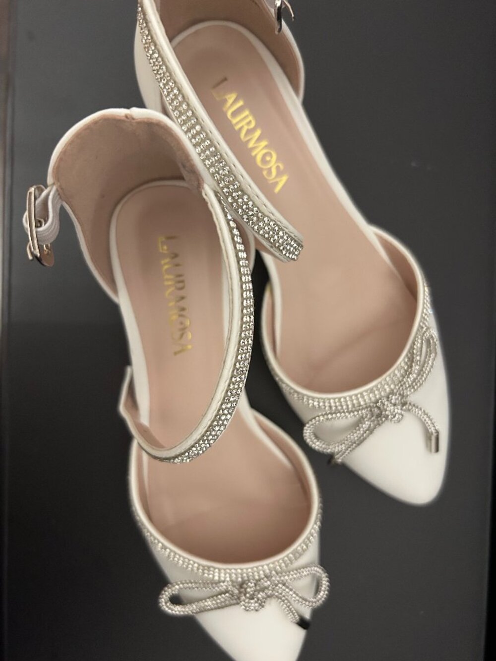 LAURMOSA Girls White Heels Kids Communion Shoes for Girls Formal Dress Shoes